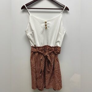 4 for $25 🌸 Lily Morgan Elegant White / Tan Romper